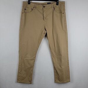 Adriano Goldschmied Everett Pants Men 38x28 Slim Straight Khaki Tan Stretch AG